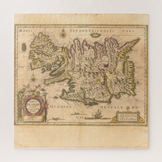 Karte Islands (Blaeu, 1645) Puzzle (Vertikal)