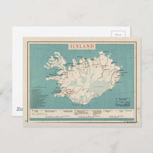 Karte Islands (ca. 1959) (Vorne/Hinten)