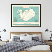 Karte Islands (ca. 1959) Leinwanddruck (Insitu (Schlafzimmer))