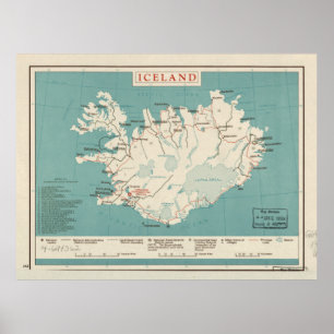 Karte Islands (ca. 1959) Poster