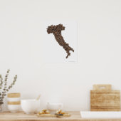 Karte Italiens aus Kaffeebohnen Poster (Küche)