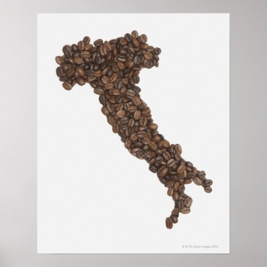 Karte Italiens aus Kaffeebohnen Poster (Vorne)