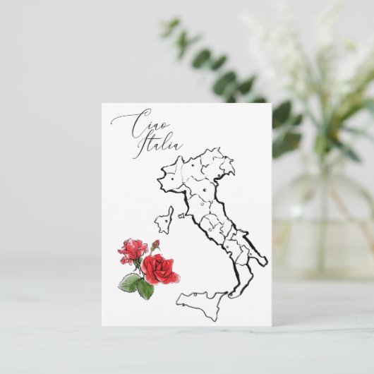 *~* Karte Italiens Ciao Italia Italienische Sprach (Stehend Vorderseite)