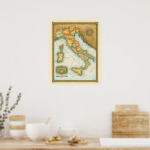 "Karte Italiens" "Mappa de Italia" Poster (Küche)