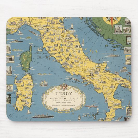 Karte Italiens mit Vatikanstadt Mousepad (Vorne)