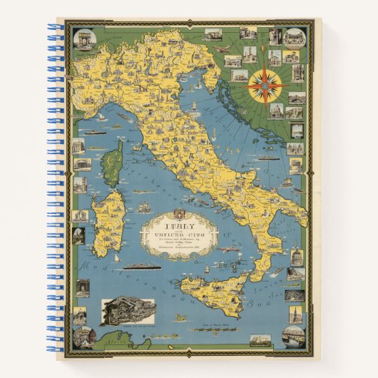 Karte Italiens mit Vatikanstadt Notizblock (Vorderseite)