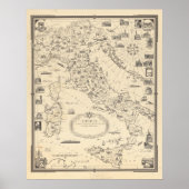 Karte Italiens, Pictorial von Chase 1935 Poster (Vorne)