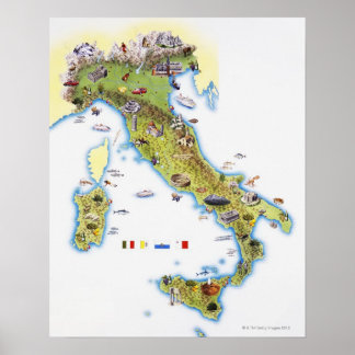 Karte Italiens Poster