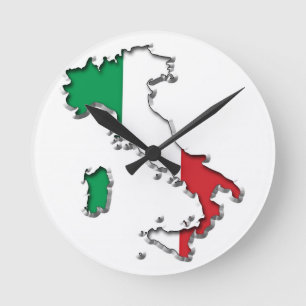 Karte Italiens Runde Wanduhr