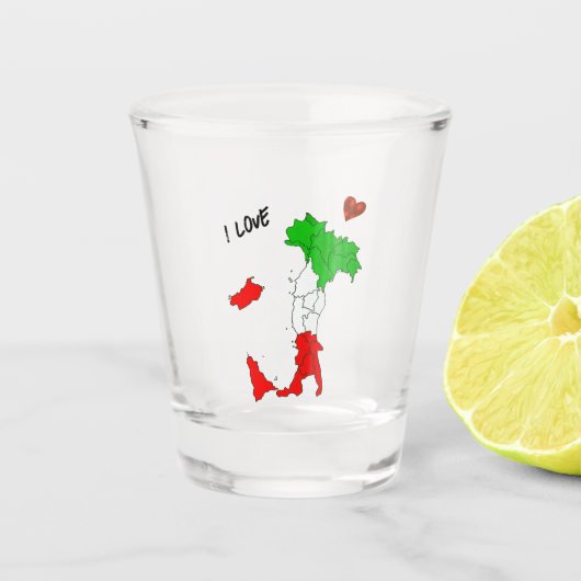 Karte Italiens Schnapsglas (Vorderseite)