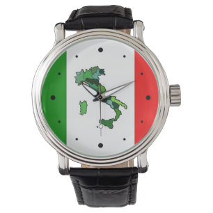 Karte Italiens und italienische Flagge Armbanduhr