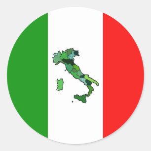 Karte Italiens und italienische Flagge Runder Aufkleber
