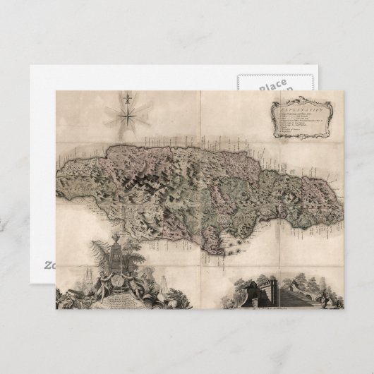 KARTE: JAMAIKA, 1763 POSTKARTE (Vorne/Hinten)