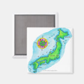 Karte Japans Magnet (Vorderseite/Rückseite)