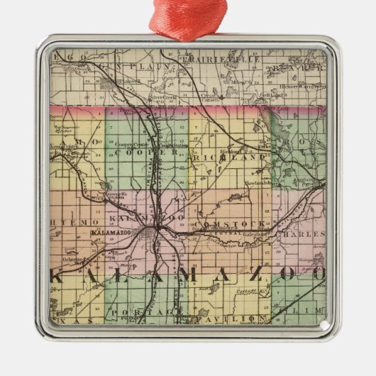 Karte Kalamazoo Landkreis, Michigan Silbernes Ornament (Vorne)