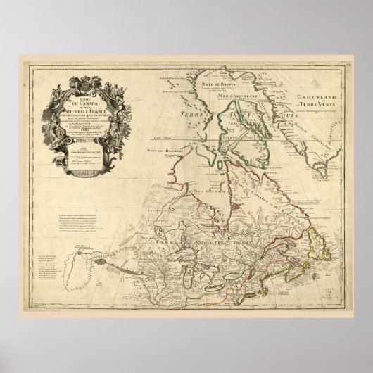 Karte Kanadas (ca. 1718) Poster (Vorne)