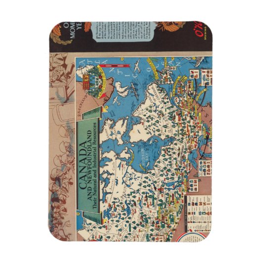 Karte Kanadas - Natürliche und industrielle Ressou Magnet (Vertikal)