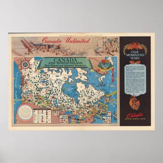 Karte Kanadas - Natürliche und industrielle Ressou Poster (Vorne)