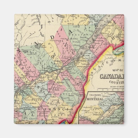 Karte Kanadas Ost in Landkreisen Magnet (Vorne)