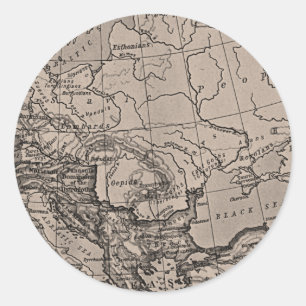 Karte, Kartografie, Geografie, Topografie, Europa Runder Aufkleber