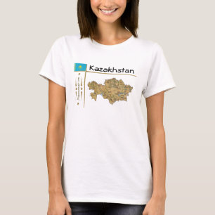 Karte Kasachstan + Flag + T - Shirt