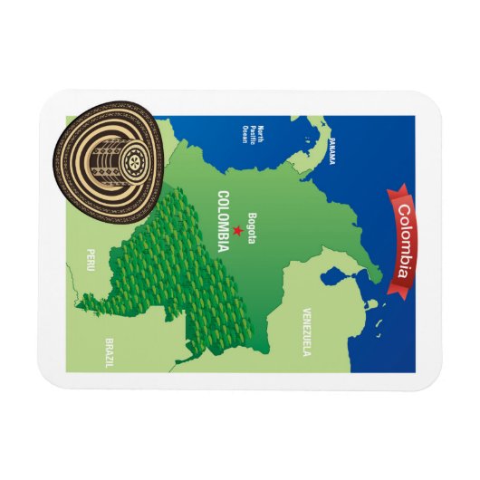 Karte Kolumbiens Magnet (Horizontal)