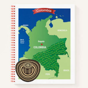 Karte Kolumbiens Notizblock