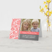 Karte korallenrotes der Damast-Foto-glückliche (Gelbe Blume)