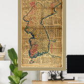 Karte Koreas (1822) Poster (Heimbüro)