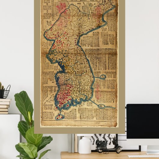 Karte Koreas (1822) Poster (Heimbüro)
