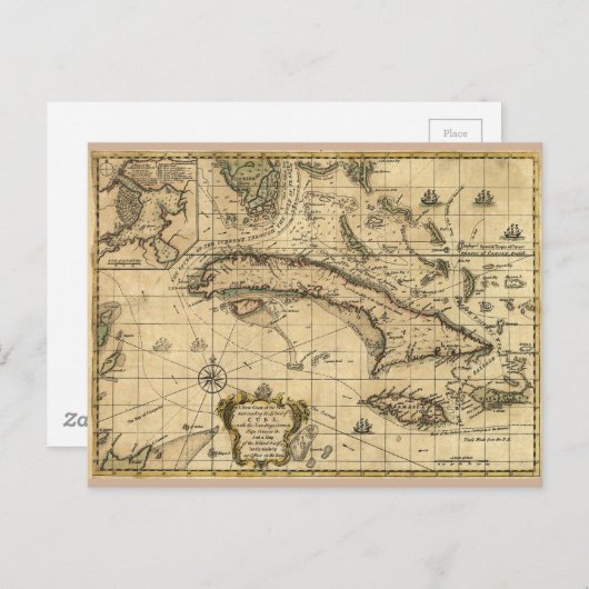 Karte Kubas und der umliegenden Meere (1762) (Vorne/Hinten)