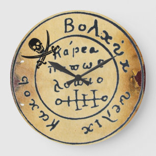 KARTE, KULTUR UND SCHWERTER FÜR ANTIQUE PIRATEN GROßE WANDUHR