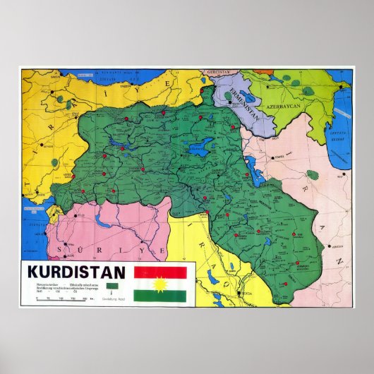 Karte Kurdistans Poster (Vorne)