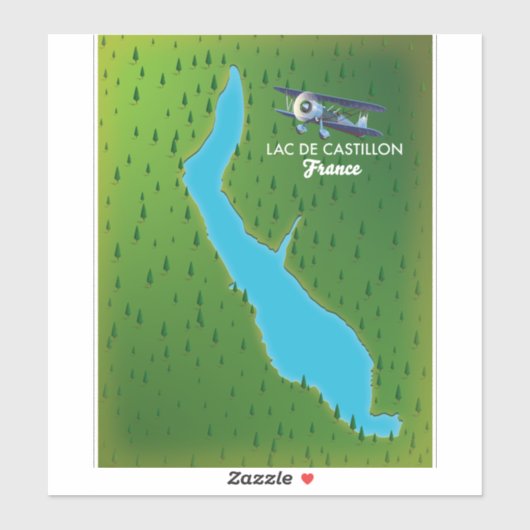Karte "Lac de Castillon France" Aufkleber (Blatt)