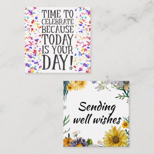 Karte legt Geburtstag ein/wünscht gut senden (Vorne/Hinten)