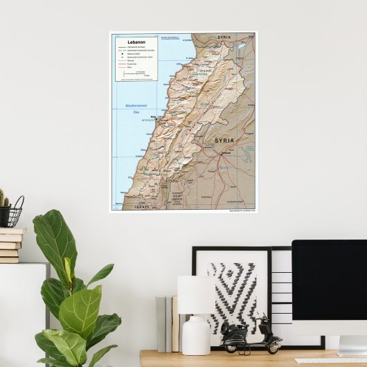 Karte Libanons (2002) Poster (Heimbüro)