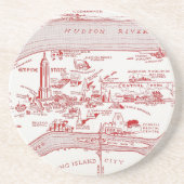 KARTE: MANHATTAN, c1935 Sandstein Untersetzer (Vorne)