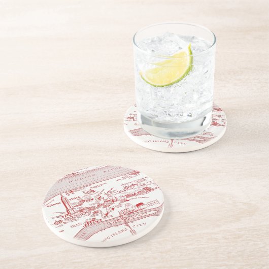 KARTE: MANHATTAN, c1935 Sandstein Untersetzer (Seite)