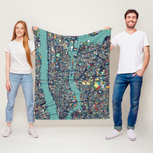 Karte Manhattans New York Fleecedecke