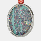 Karte Manhattans New York Ornament Aus Metall (Links)