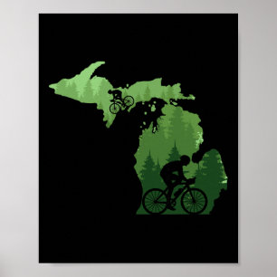 Karte Michigan Mountainbike-Fahrer Mtb Radfahren B Poster