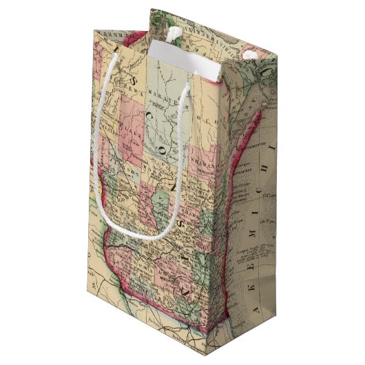 Karte Michigans, Wisconsin durch Mitchell Kleine Geschenktüte (Rückseite Schrägansicht)