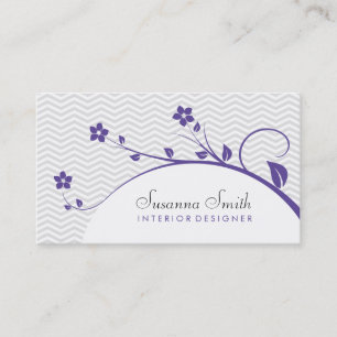 Karte mit Blumen elegantes Purpur und chevrón