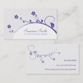 Karte mit Blumen elegantes Purpur und chevrón (Vorne/Hinten)