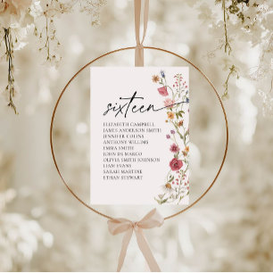 Karte mit Blumenbestellkarte Tabelle Sechzehn