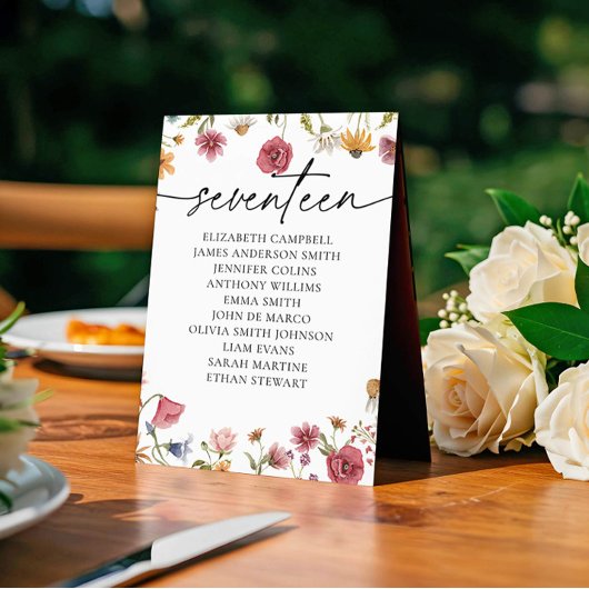 Karte mit Blumenbestellkarte | Tabelle siebzehn