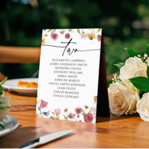 Karte mit Blumenbestellkarte   Tabelle zwei