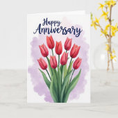 Karte mit Botschaft und roten Blumen (Gelbe Blume)