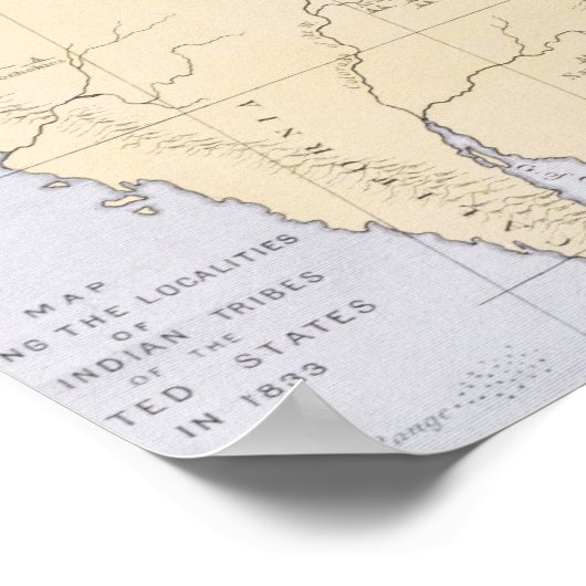 Karte mit den Orten der indischen Stämme Poster (Ecke)