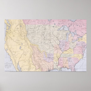 Karte mit den Orten der indischen Stämme Poster